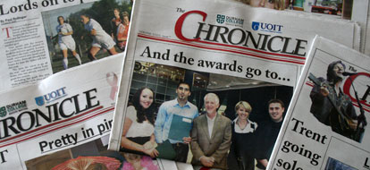 The Chronicle newspapers produced by students from UOIT and Durham College