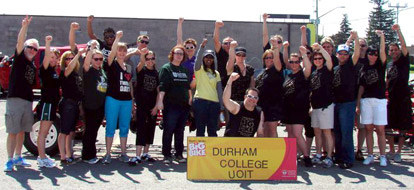 Durham College and UOIT staff and students attending the Heart and Stroke Foundation's annual Big Bike event