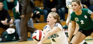 Durham Lords womeon's volleyball team in action